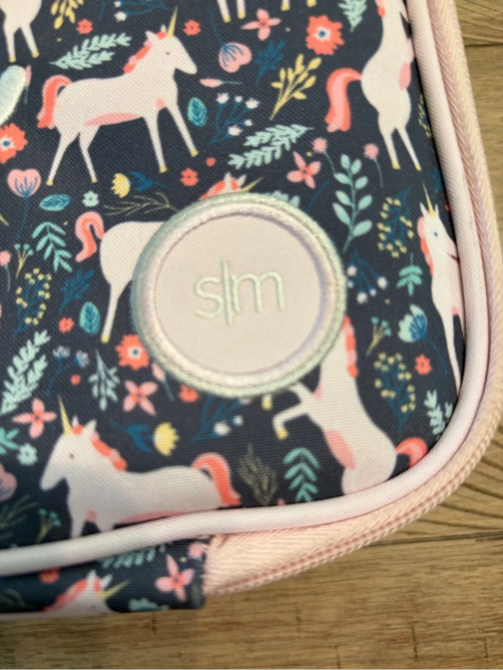Personalized Navy and Pink Unicorn Kids Lunch Tote